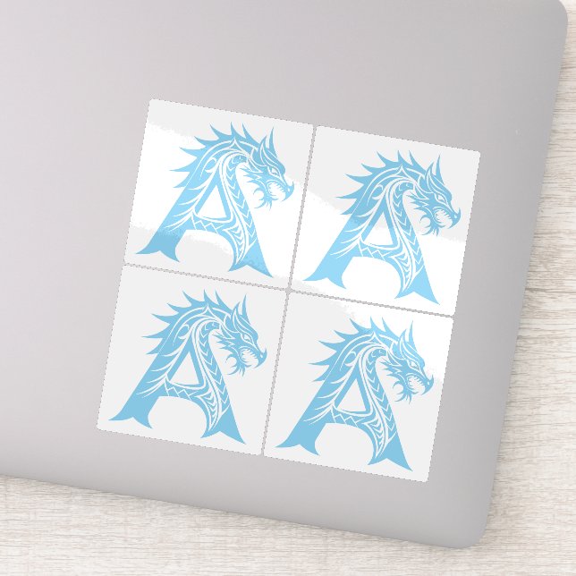 Sticker Lettre A de style dragon, alphabet du dragon, mono (Détail)