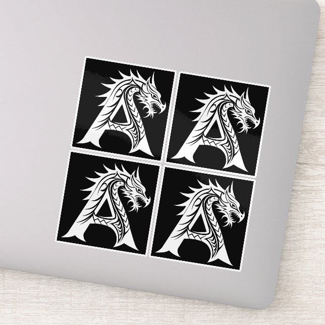 Sticker Lettre A de style dragon, alphabet du dragon, mono (Détail)
