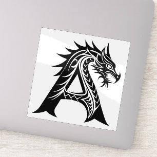 Sticker Lettre A de style dragon, alphabet du dragon, mono