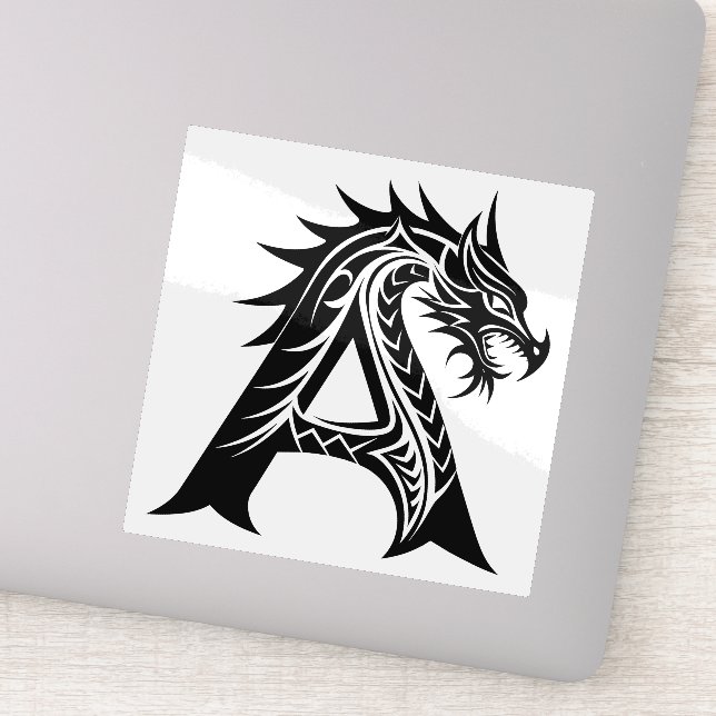 Sticker Lettre A de style dragon, alphabet du dragon, mono (Détail)