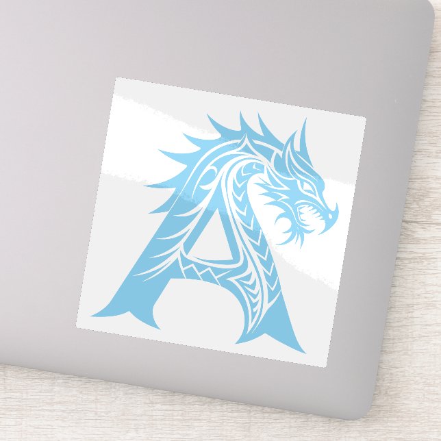 Sticker Lettre A de style dragon, alphabet du dragon, mono (Détail)