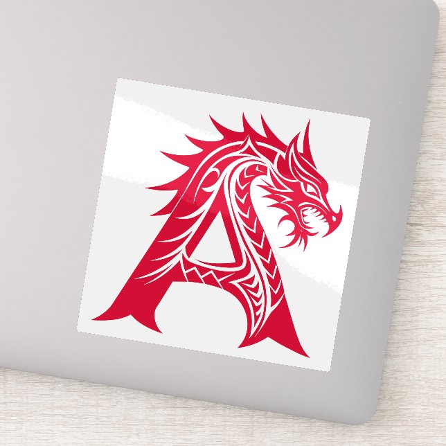 Sticker Lettre A de style dragon, alphabet du dragon, mono (Détail)