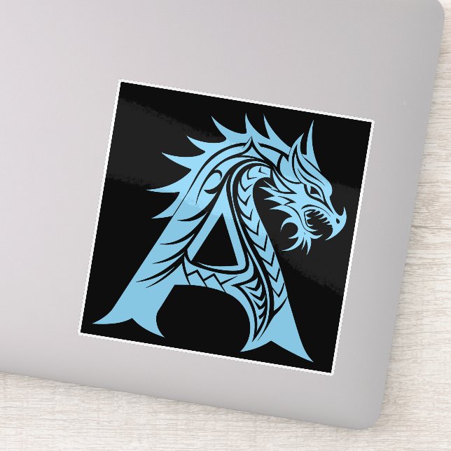 Sticker Lettre A de style dragon, alphabet du dragon, mono (Détail)