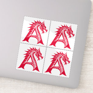 Sticker Lettre A de style dragon, alphabet du dragon, mono