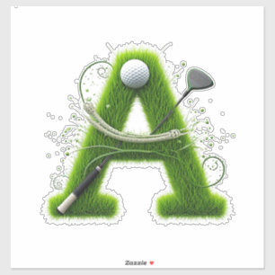 Sticker Lettre A Herbe Verte Avec Clubs De Golf : Sport, N