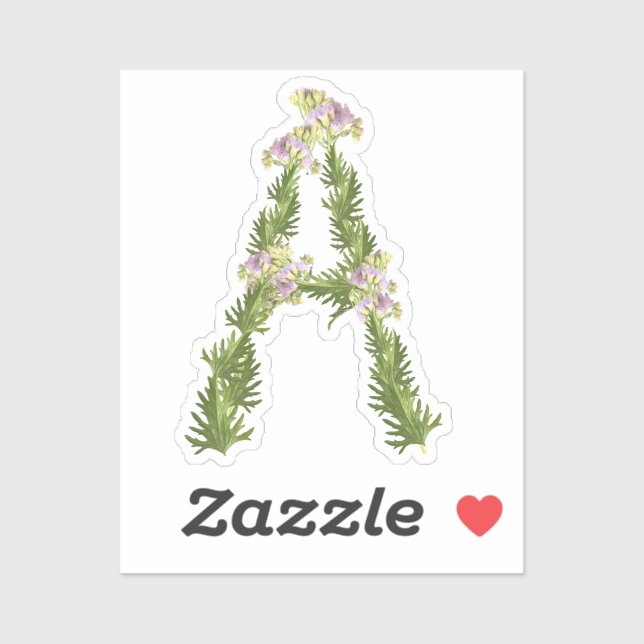 Sticker Lettre A - Nature Un Monogramme Nom avec fleurs (Feuille)