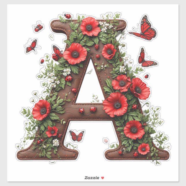 Sticker 🦋 Lettre A pour décoration de nom de famille pers (Feuille)