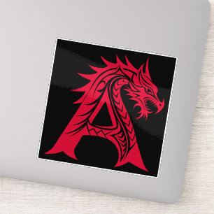 Sticker Lettre A stylisée en dragon, Alphabet de dragon, M