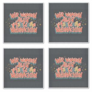 STICKER LETTRE ALLEMANDE DE NOËL WIR WUNSCHEN ALLEN FROH