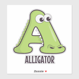 Sticker Lettre alphabet animal - A (aligateur)
