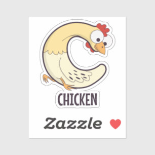 Sticker Lettre alphabet animal - C (poulet)