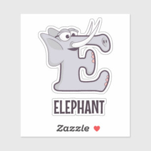 Sticker Lettre alphabet animal - E (éléphant)
