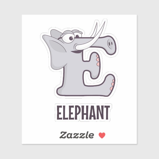 Sticker Lettre alphabet animal - E (éléphant) (Feuille)
