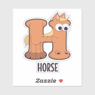 Sticker Lettre alphabet animal - H (cheval)