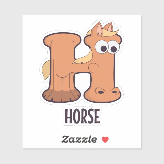 Sticker Lettre alphabet animal - H (cheval) (Feuille)