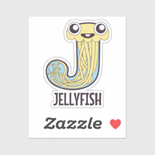 Sticker Lettre alphabet animal - J (Jellyfish)