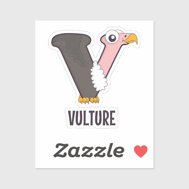Sticker Lettre alphabet animal - V ( Vautour) (Feuille)