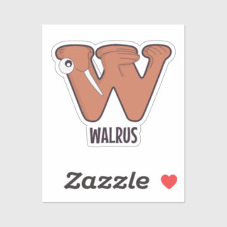 Sticker Lettre alphabet animal - W (Walrus)