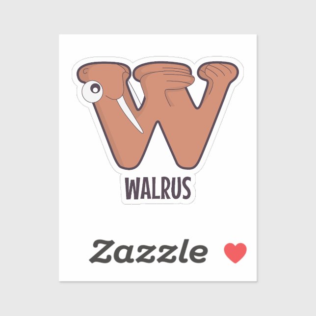 Sticker Lettre alphabet animal - W (Walrus) (Feuille)