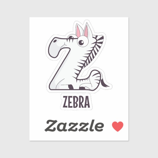 Sticker Lettre alphabet animal - Z (Zèbre) (Feuille)