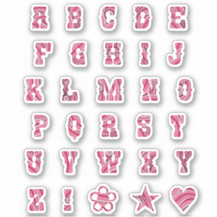 Sticker LETTRE Alphabet Pretty Pink Swirls Initiales tenda