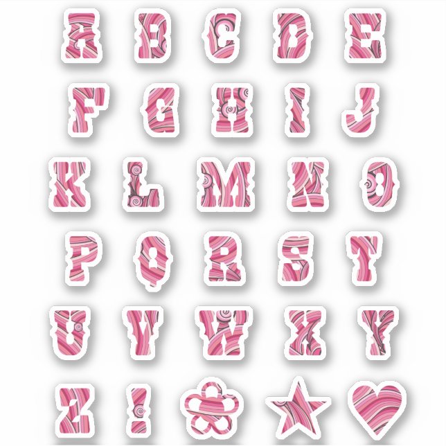 Sticker LETTRE Alphabet Pretty Pink Swirls Initiales tenda (Devant)