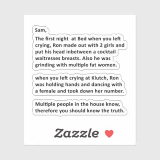 Sticker Lettre anonyme à Sammi