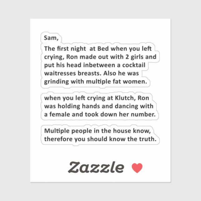 Sticker Lettre anonyme à Sammi (Feuille)