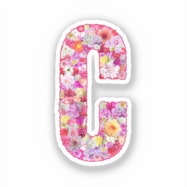 Sticker Lettre B de monogramme botanique de fleurs roses p (Recto)