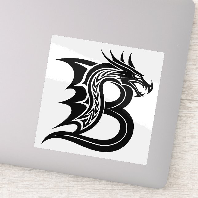 Sticker Lettre B de style dragon, Alphabet Dragon, Monogra (Détail)