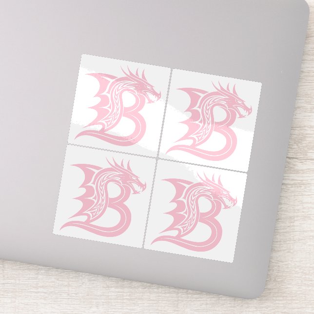 Sticker Lettre B de style dragon, Alphabet Dragon, Monogra (Détail)