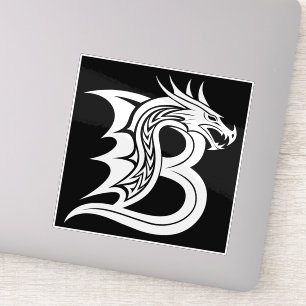 Sticker Lettre B de style dragon, alphabet du dragon, mono