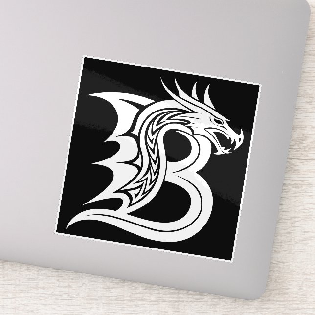Sticker Lettre B de style dragon, alphabet du dragon, mono (Détail)
