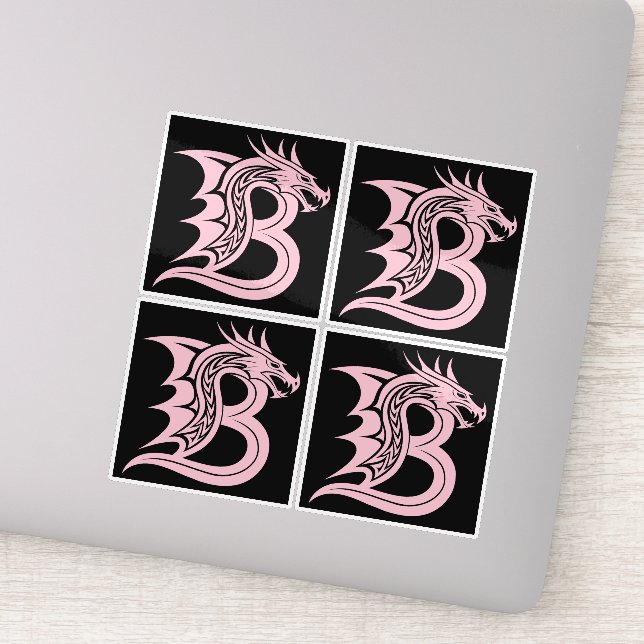 Sticker Lettre B de style dragon, alphabet du dragon, mono (Détail)