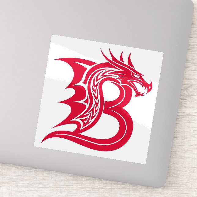 Sticker Lettre B de style dragon, alphabet du dragon, mono (Détail)