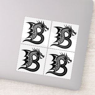 Sticker Lettre B de style dragon, alphabet du dragon, mono
