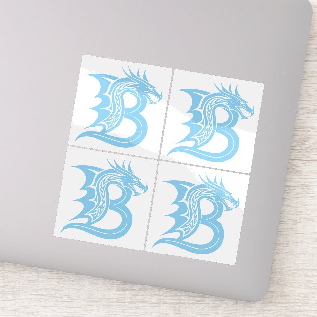 Sticker Lettre B de style dragon, alphabet du dragon, mono (Détail)