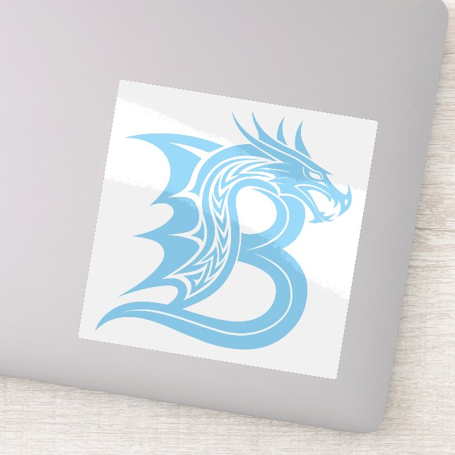 Sticker Lettre B de style dragon, alphabet du dragon, mono (Détail)