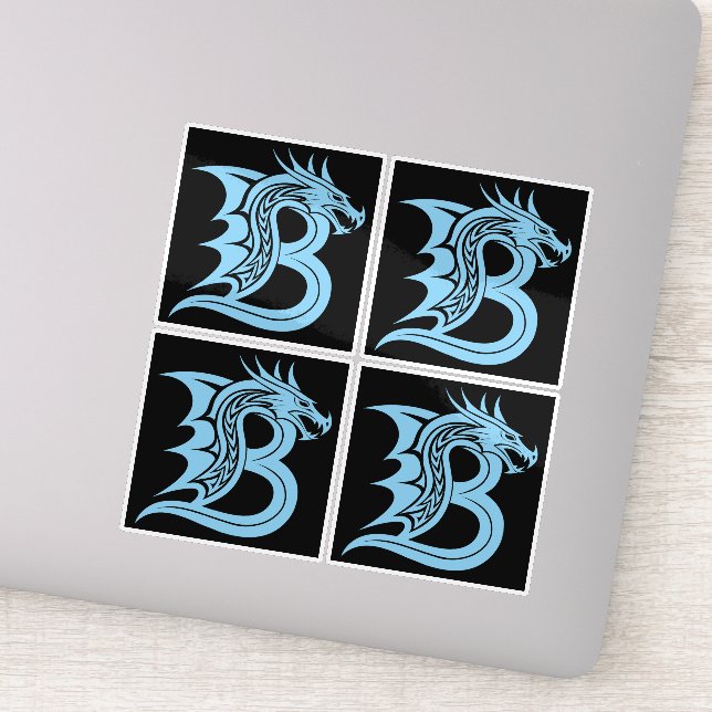 Sticker Lettre B de style dragon, alphabet du dragon, mono (Détail)