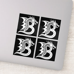 Sticker Lettre B de style dragon, alphabet du dragon, mono
