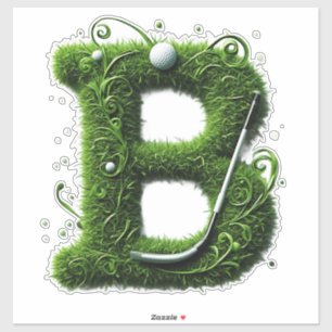 Sticker Lettre B Herbe Verte Avec Balle De Golf, Club