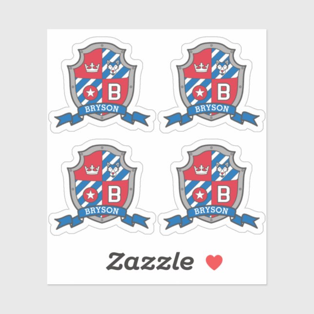 Sticker Lettre B nom personnalisé Bryson loup chien cheval (Feuille)