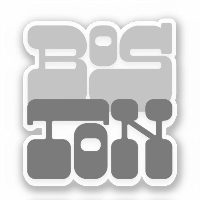 Sticker Lettre Bulles Grise Boston Massachusetts (Recto)