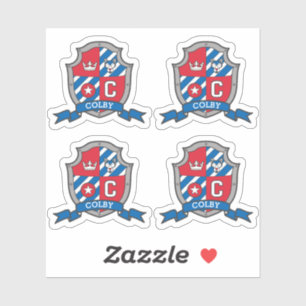 Sticker Lettre C nom personnalisé Colby loup chien chevali