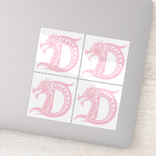 Sticker Lettre D de style dragon, Alphabet Dragon, Monogra