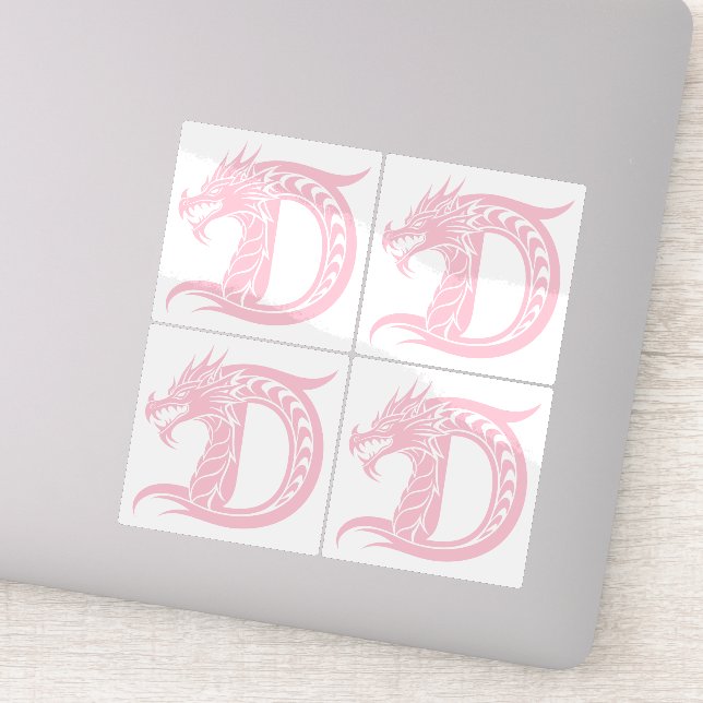 Sticker Lettre D de style dragon, Alphabet Dragon, Monogra (Détail)