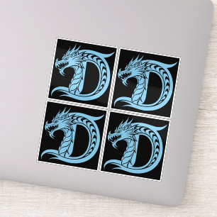 Sticker Lettre D de style dragon, alphabet du dragon, mono