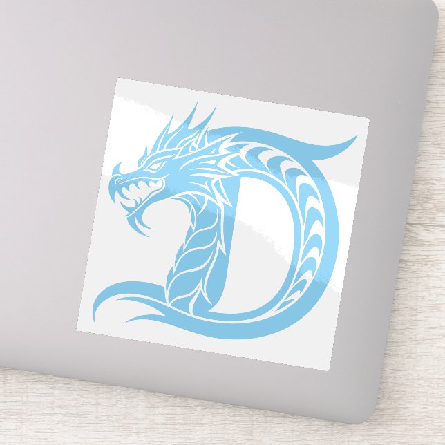 Sticker Lettre D de style dragon, alphabet du dragon, mono (Détail)