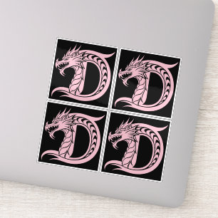 Sticker Lettre D de style dragon, Alphabet du dragon, Mono