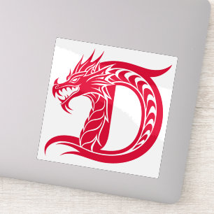 Sticker Lettre D de style dragon, alphabet du dragon, mono